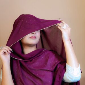 Rhinestone Hijab – Wine Maroon