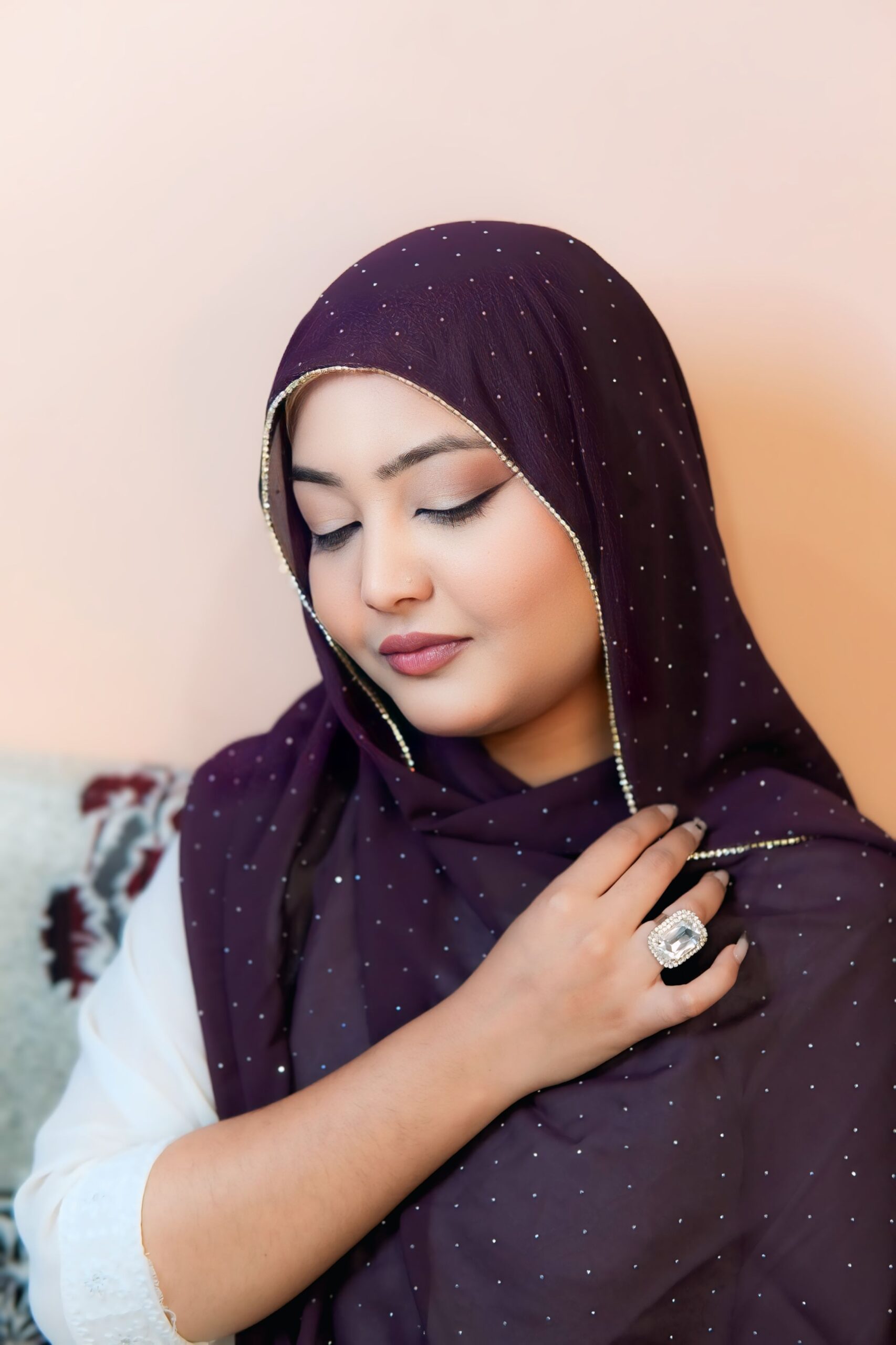 Rhinestone Hijab – Deep Purple