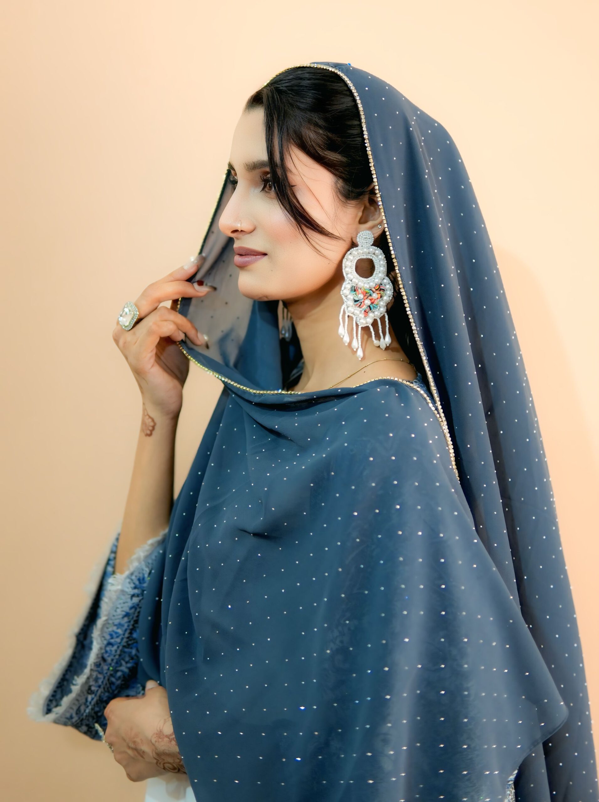 Rhinestone Hijab – Charcoal Grey