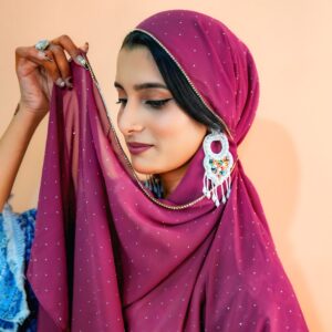 Rhinestone Hijab – Deep Pink
