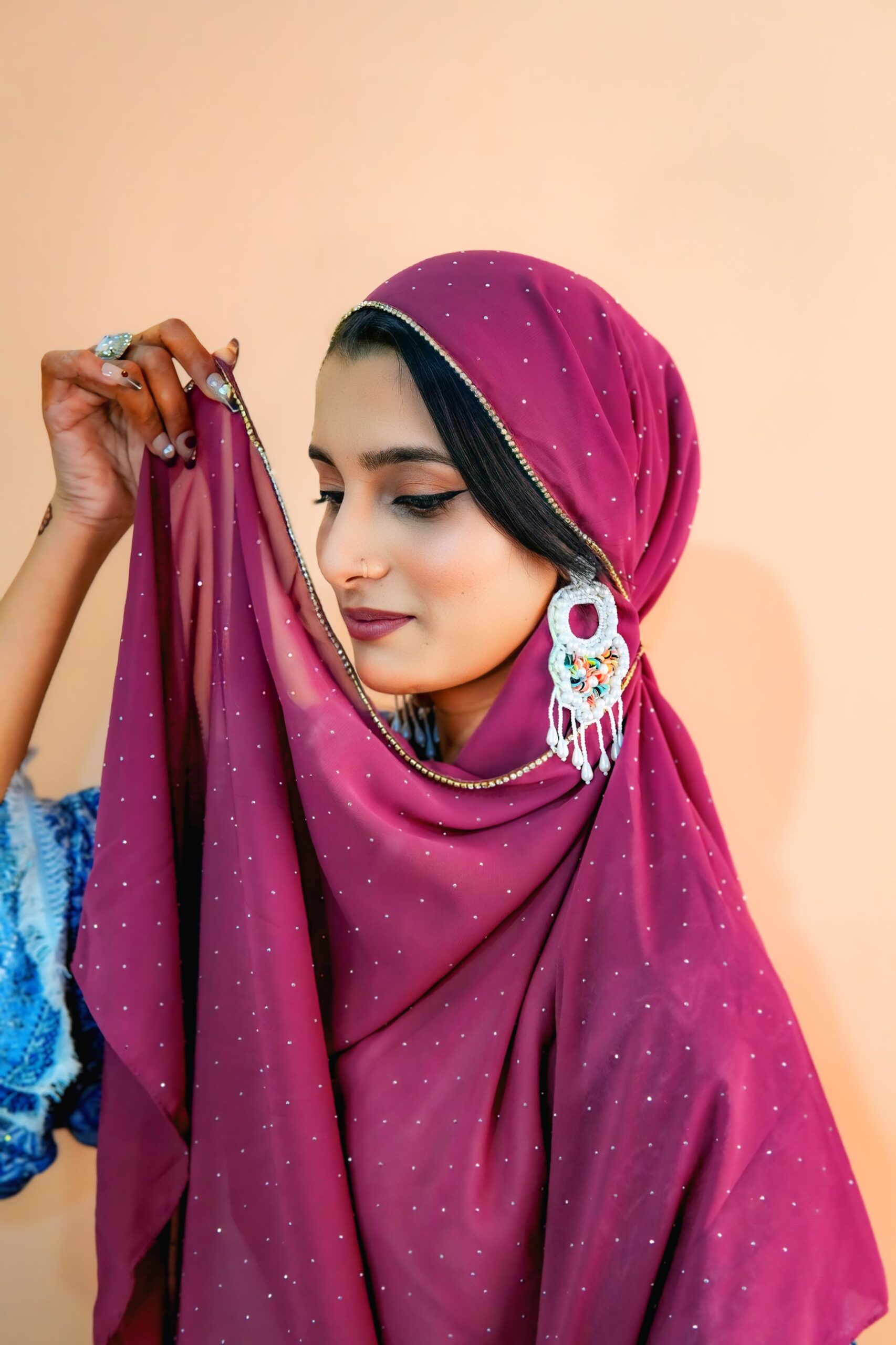 Rhinestone Hijab – Deep Pink