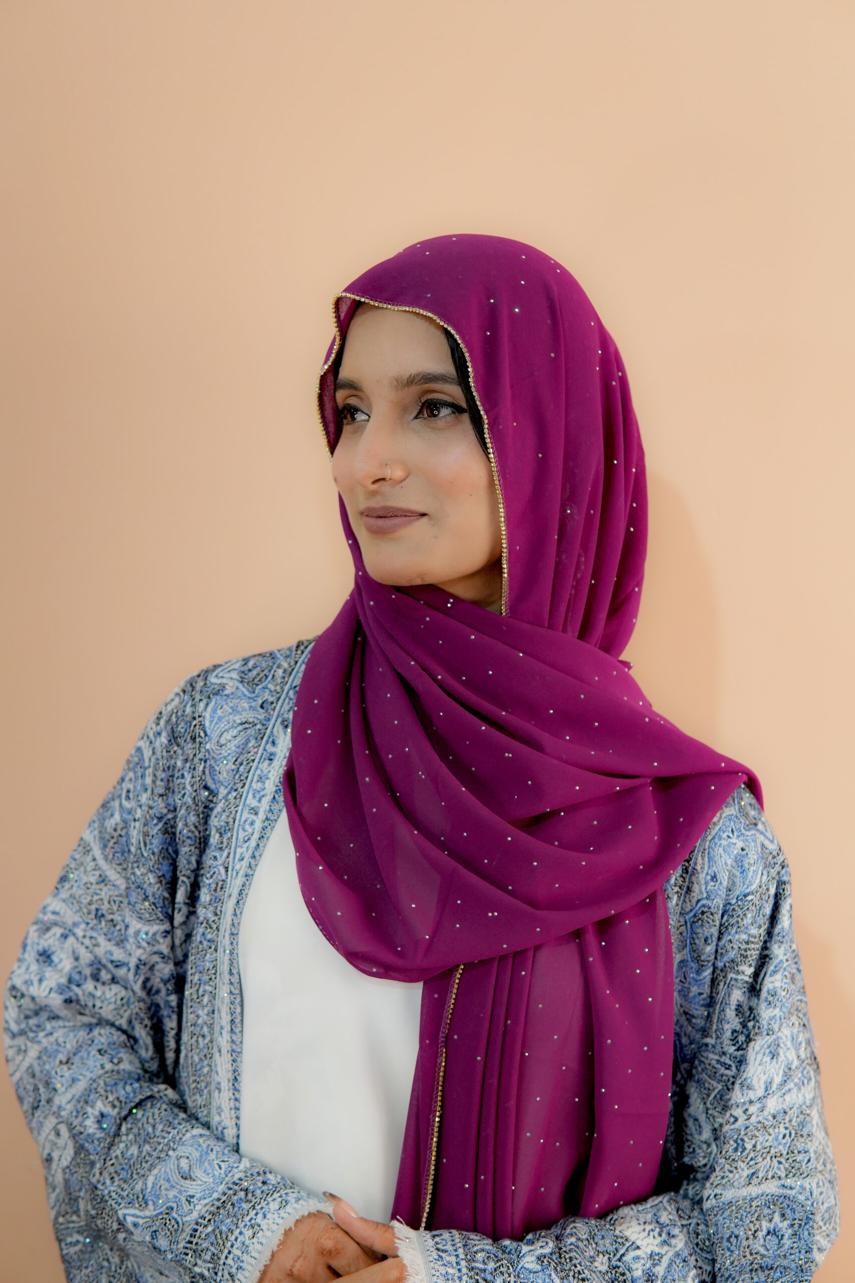 Rhinestone Hijab – Berry Pink
