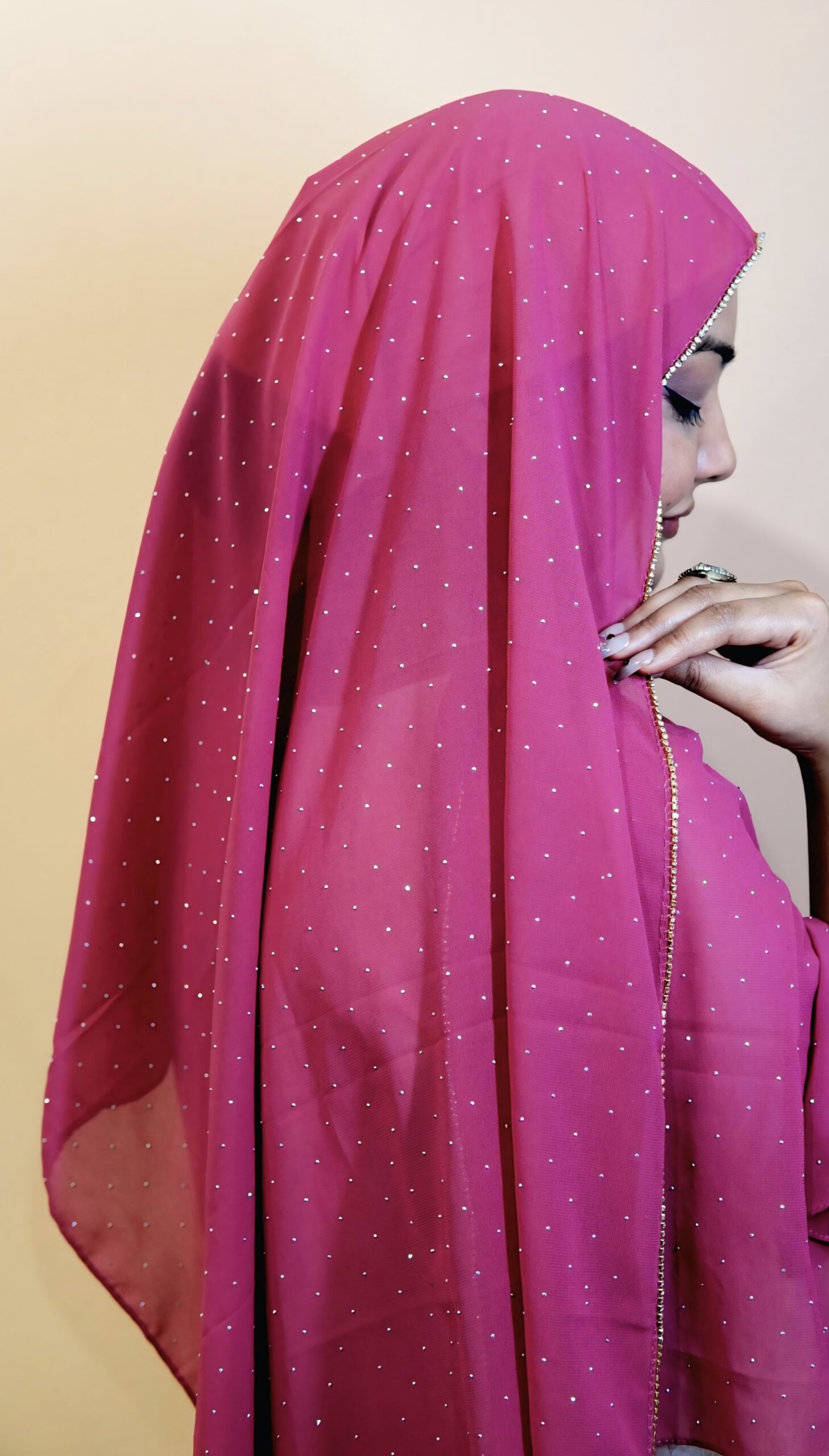 Rhinestone Hijab – Hot Pink